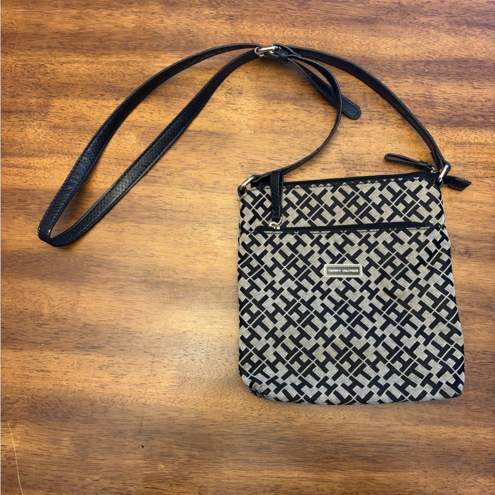 Stylish Black and Gray Crossbody Bag by Tommy Hilfiger
